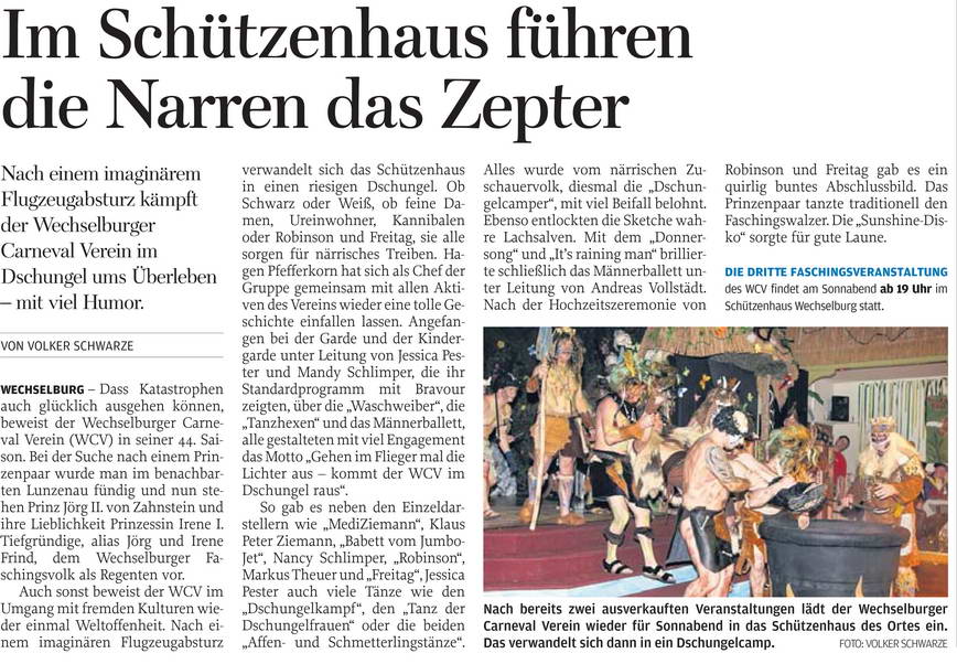 2015 02 04 Bericht zum Fasching in Wechselburg